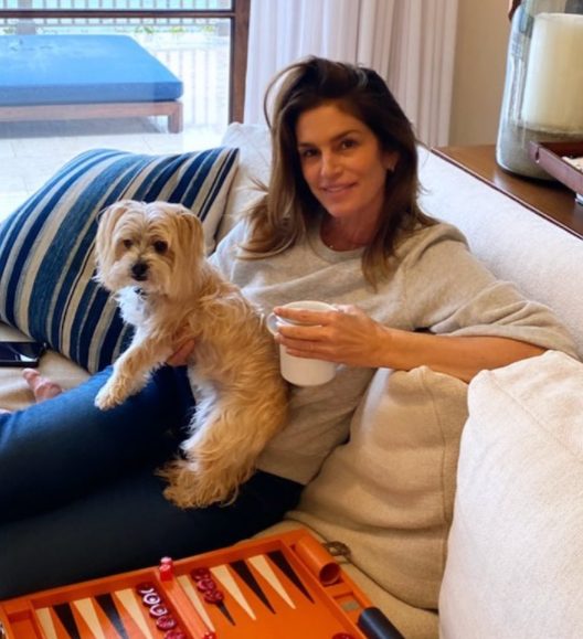 Cindy Crawford con su perro mascota